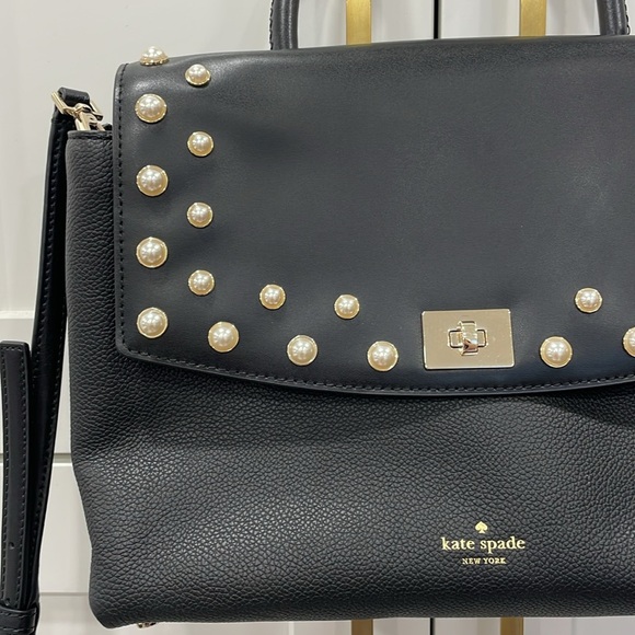 Kate Spade Serrano Place Pearl Dorina Black Leather Satchel Bag - Picture 3 of 16